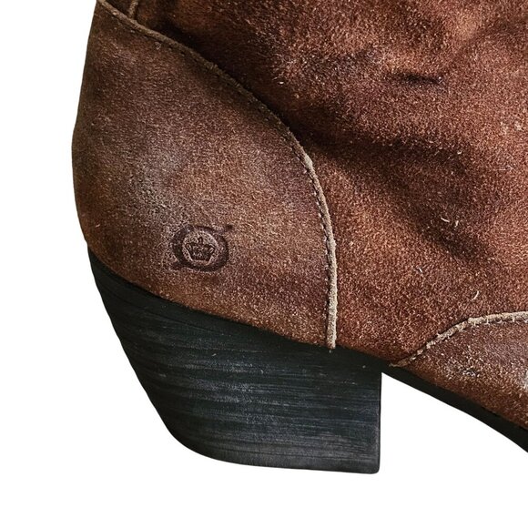 Born Vilma Womens Brown Suede Lace-Up Ankle Boots Side Zip Stacked Heel Size 9.5 - Picture 2 of 10